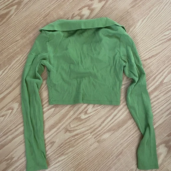 ZARA Green Ribbed Crop Top - Picture 2 of 3